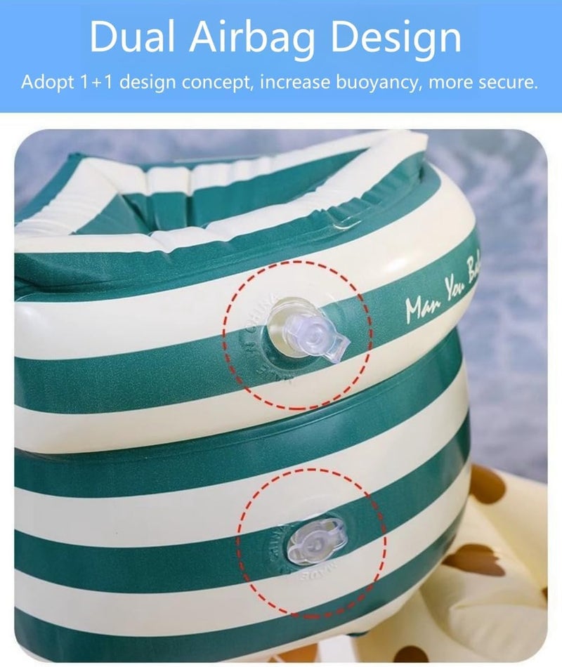 YUNLOVXEE 2-4 Pack Arm Floaties for Kids Adult - Vintage Striped Inflatable PVC Swimming Rings Pool Floats Arm Bands for Kids Adult Toddlers Children 3-5-6-12 Years - Image 4